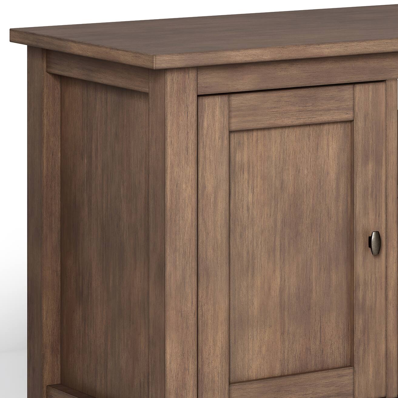 Left. Simpli Home - Warm Shaker SOLID WOOD 72 inch TV Media Stand in Rustic Natural Aged Brown For TVs up to 80 inches - Rustic Natural Aged Brown.