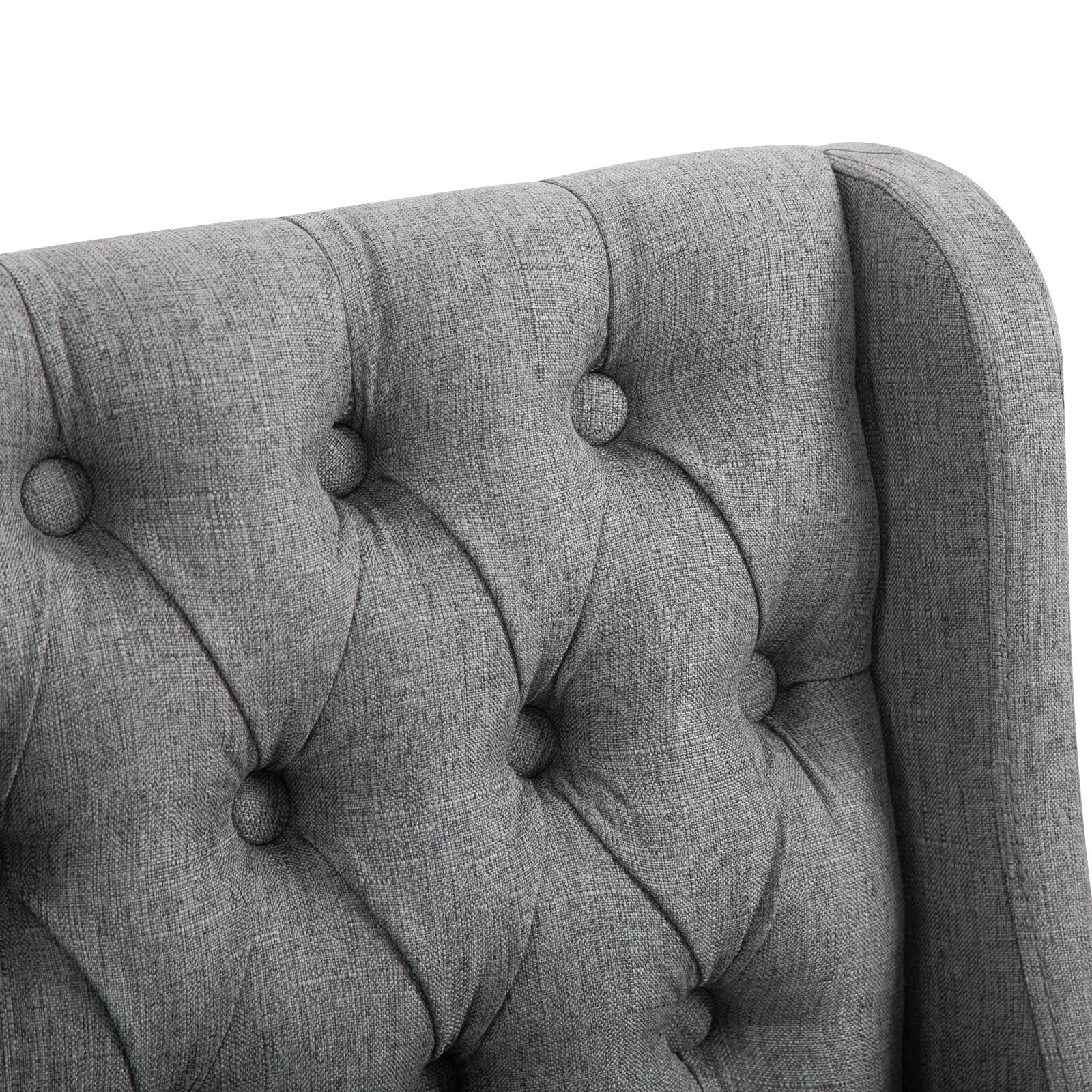 Alt View 7. Homcom - Bar Stools Set of 2, 180 Degree Swivel Barstools with Solid Wood Footrests and Button Tufted Design - Grey.