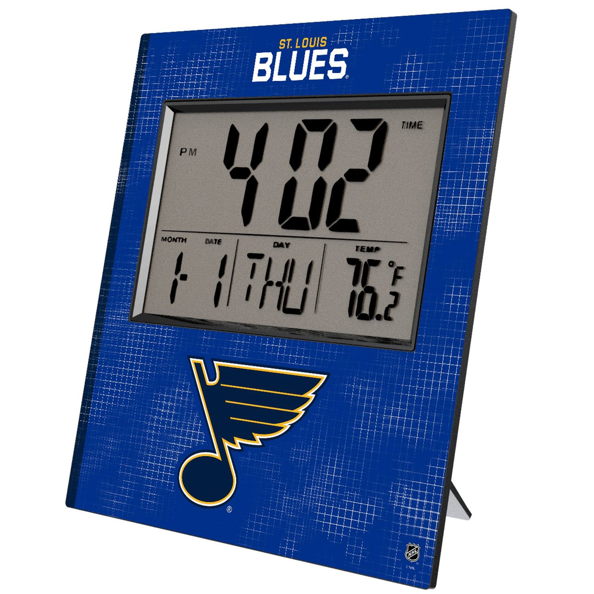 Keyscaper - St. Louis Blues Cross Hatch Digital Desk Clock - Multicolor