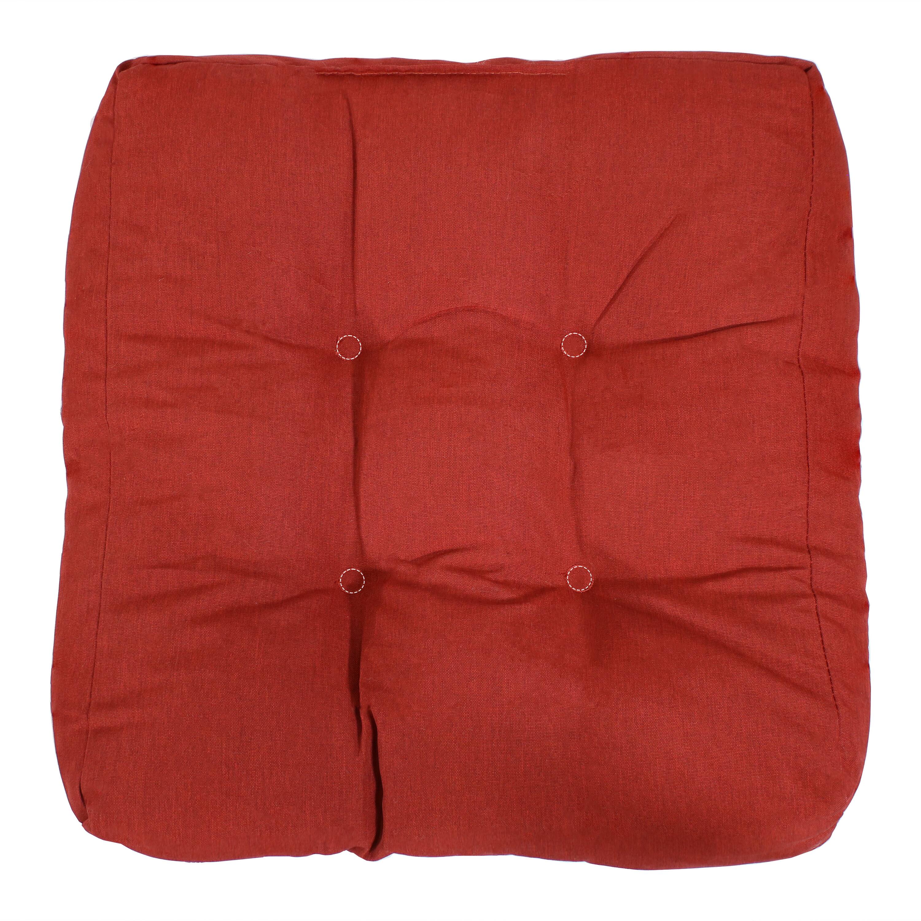 Alt View 5. Sunnydaze - Outdoor Square Olefin Tufted Seat Cushions - Set of 2 - Red.
