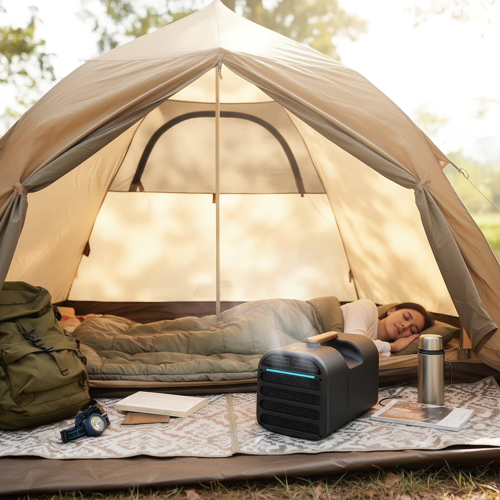 Angle. COWLOWN - 4500 BTU Portable Air Conditioner 4-in-1 Cooling Dry Fan Remote Control 110V Black.