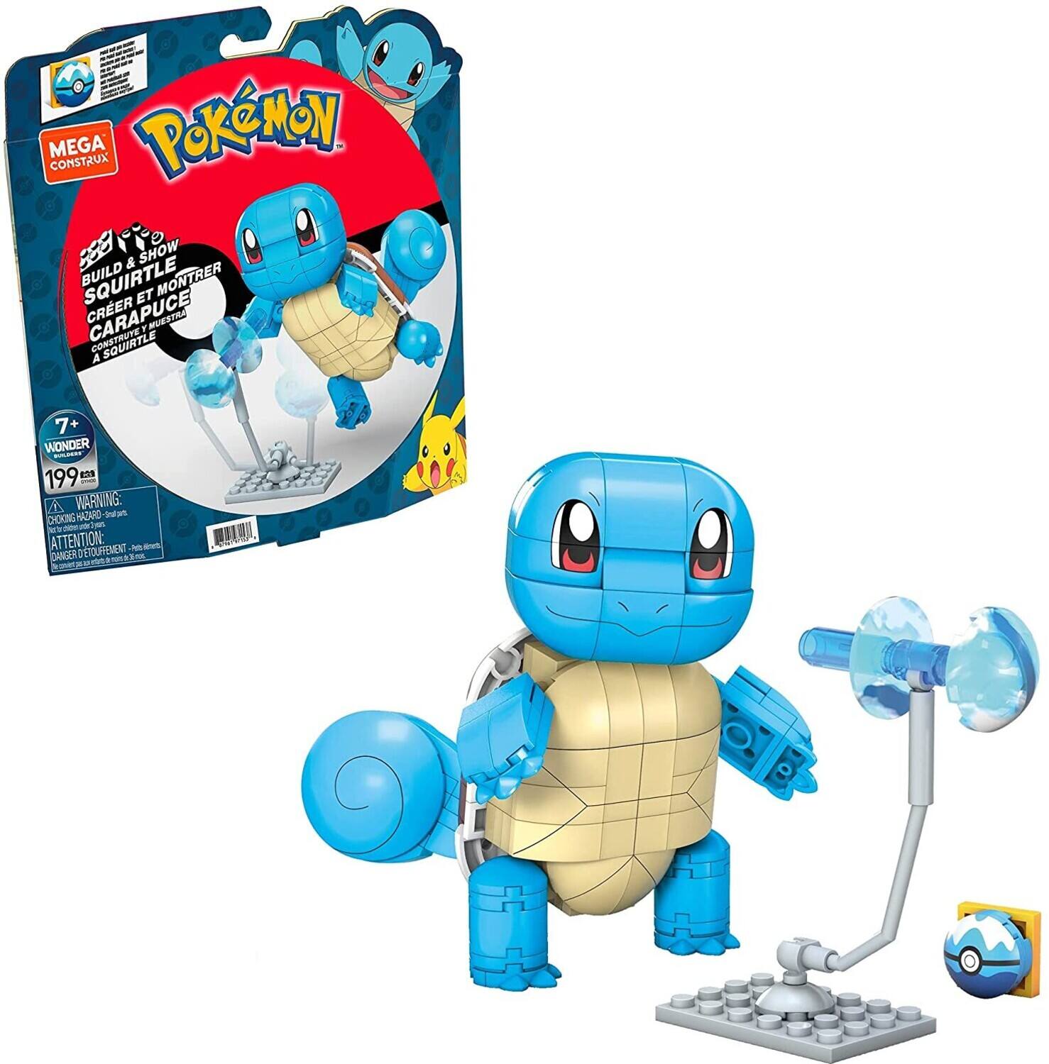 MEGA BLOKS - Pokemon: Build & Show Squirtle, 199 Piece Building Toy Set - COLLECTABLES