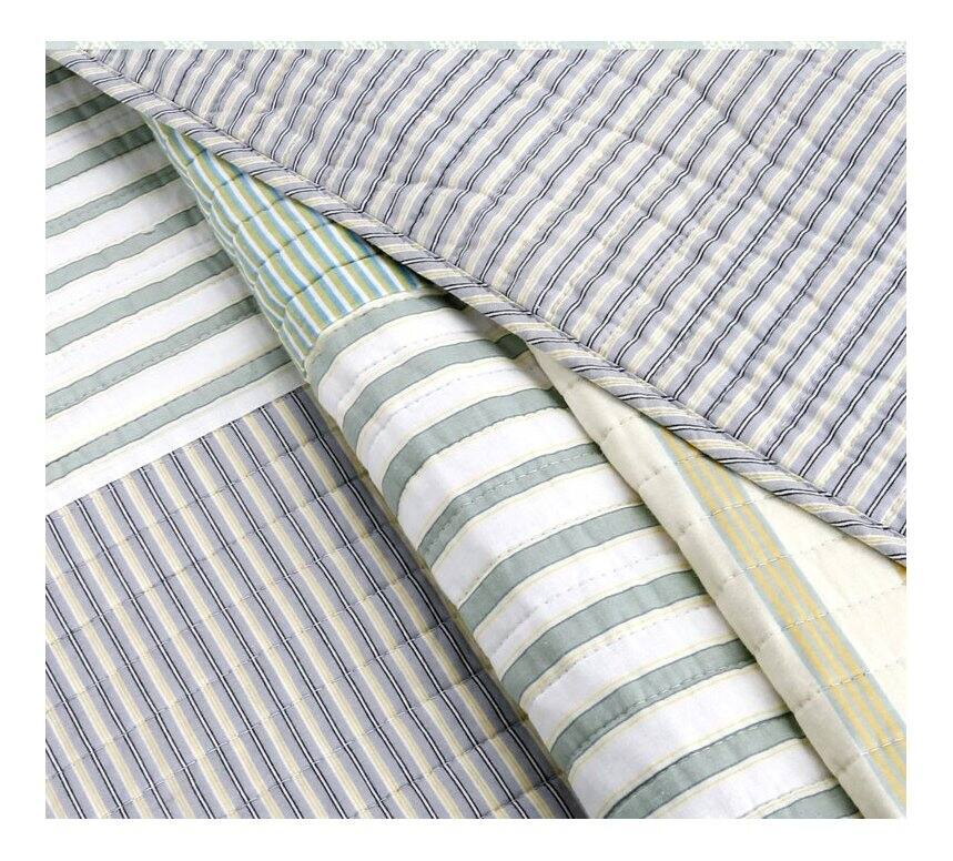 Back. Hivvago - Full/Queen Size Soft Reversible Patches 100% Cotton Quilt Set - Grey ,White ,Yellow, Blue.