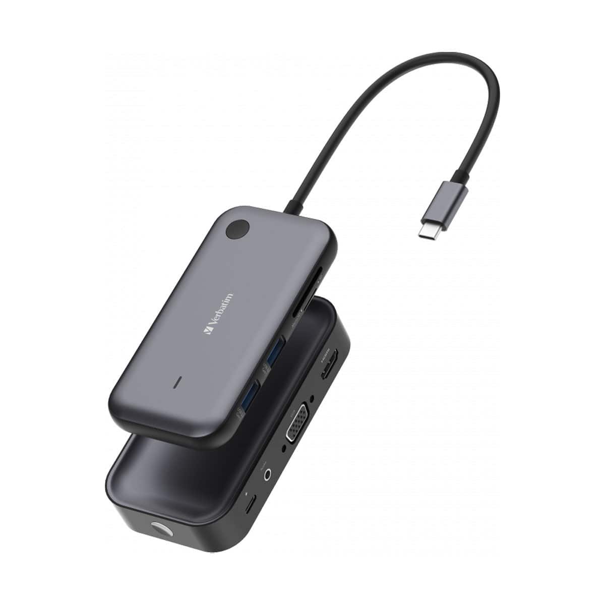 Verbatim - WDA-01 Share My Screen 1080p USB-C Wireless Display Adapter with Hub - Gray