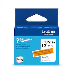 Brother at your side Petouch 1/2 in Label Tape Ruban standard 12 mm Cinta Estndar Print on Orange noir Black avec texte Orange sobre Naranja Texto Negro Btag-T31 0.47 in x 13.1 ft Btag 12 mm x 4 m.