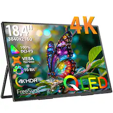 18.4" 3840x2160 4K 100% DCI-P3 VESA 75x75mm 10 Bit 4KHDR FreeSync QLED
