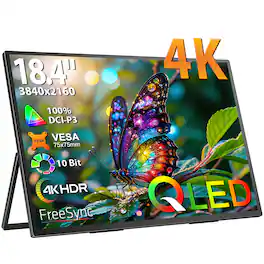 UPERFECT - 18.4" 4K 10-Bit Portable Monitor, Built-in Kickstand USB-C Mini HDMI - Black