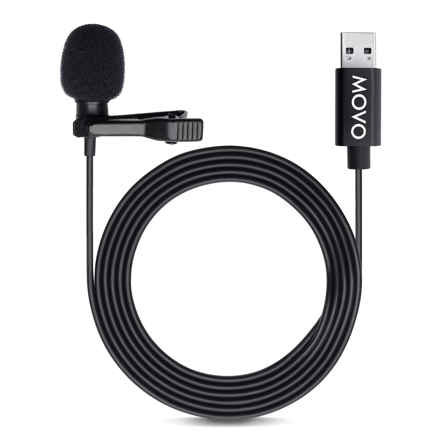 MOVO - M1 USB Lavalier Lapel Clip-on Omnidirectional Condenser Computer Microphone for PC and Mac