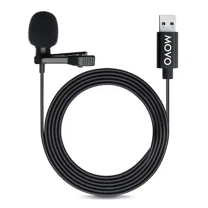 Front. MOVO - Movo M1 USB Lavalier Lapel Clip-on Omnidirectional Condenser Computer Microphone for PC and Mac.