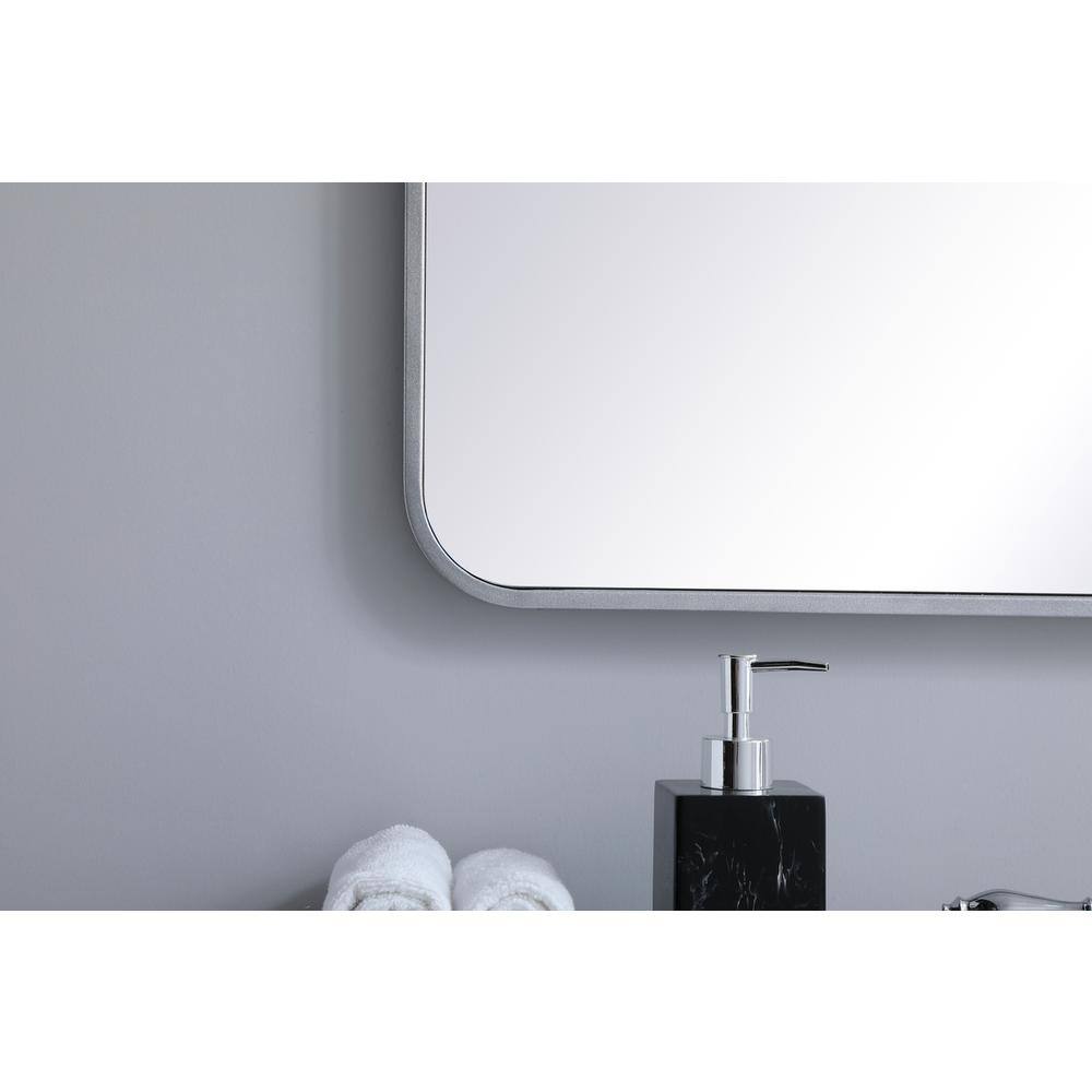 Alt View 1. Elegant Decor - Soft corner metal rectangular mirror 36x36 inch in Silver - Silver.