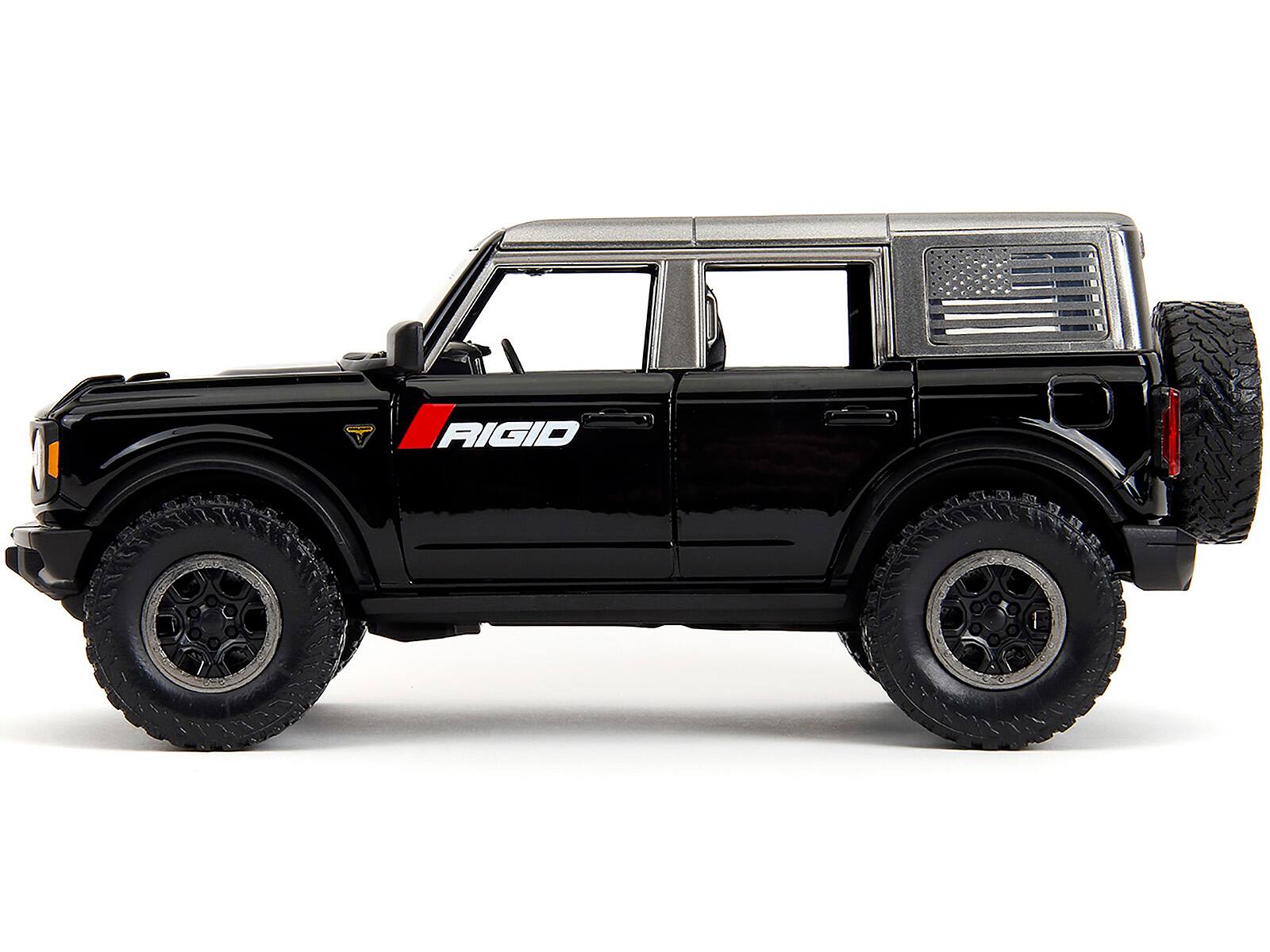 Alt View 2. Jada - 2021 Ford Bronco Badlands Black "Rigid" with Extra Wheels "Just Trucks" Series 1/24 Diecast Model Car by Jada.
