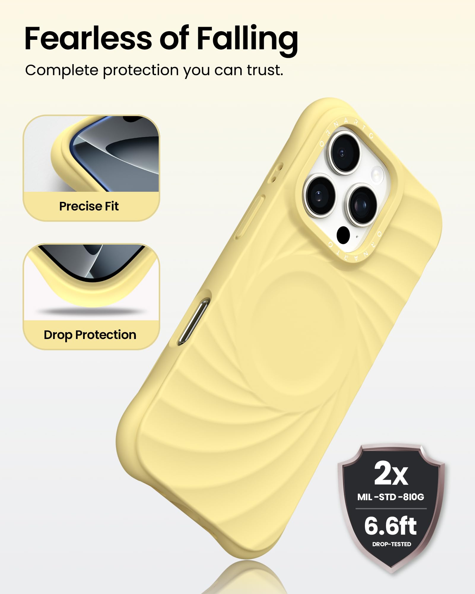 Fearless of Falling Complete protection you can trust. Precise Fit Drop Protection 2x MIL-STD-810G 6.6ft DROP-TESTED
