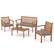 Front. Costway - 4 PCS Patio Wood Furniture Set with Loveseat, 2 Chairs & Coffee Table for Porch - Natural + Grey.