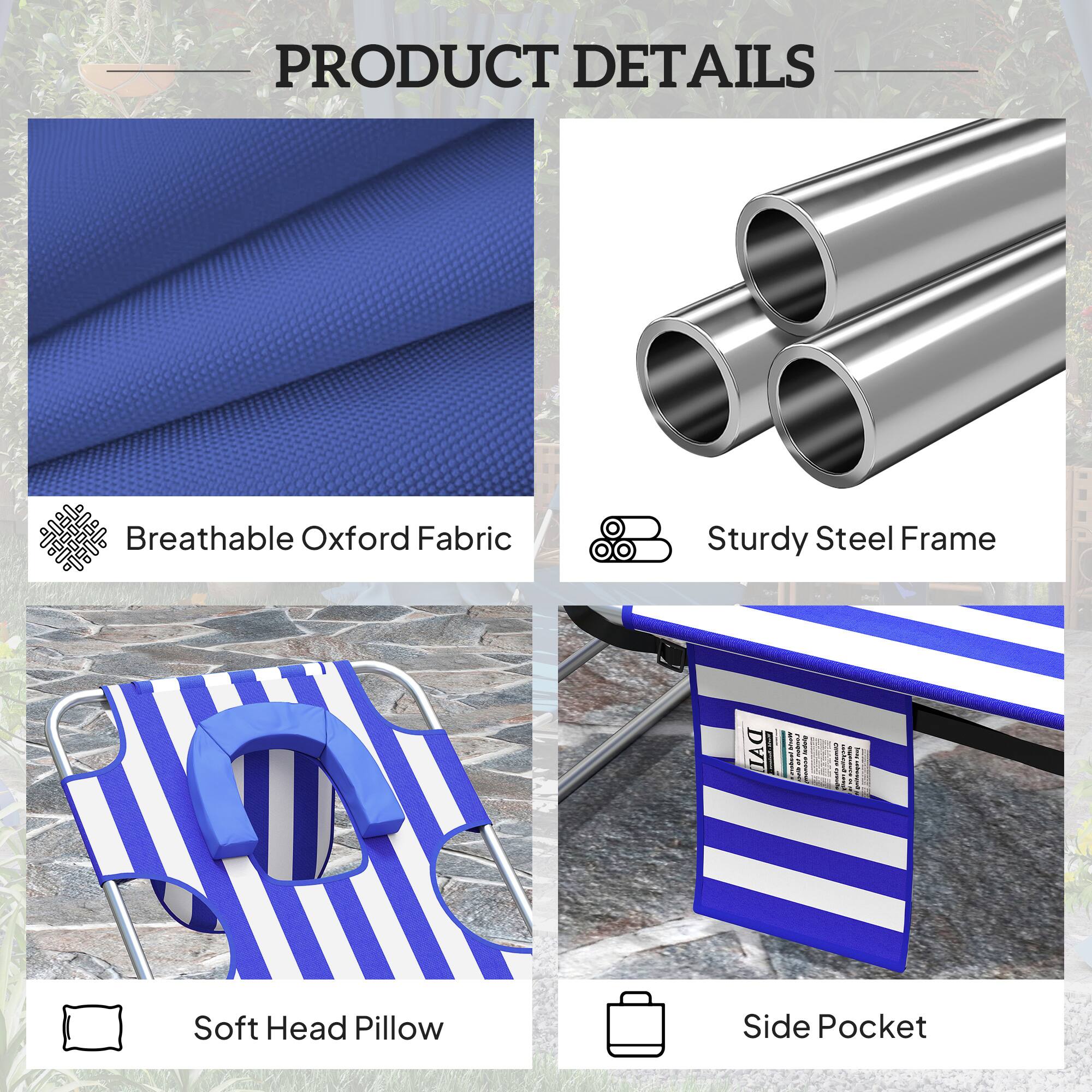 PRODUCT DETAILS

- Breathable Oxford Fabric
- Sturdy Steel Frame
- Soft Head Pillow
- Side Pocket