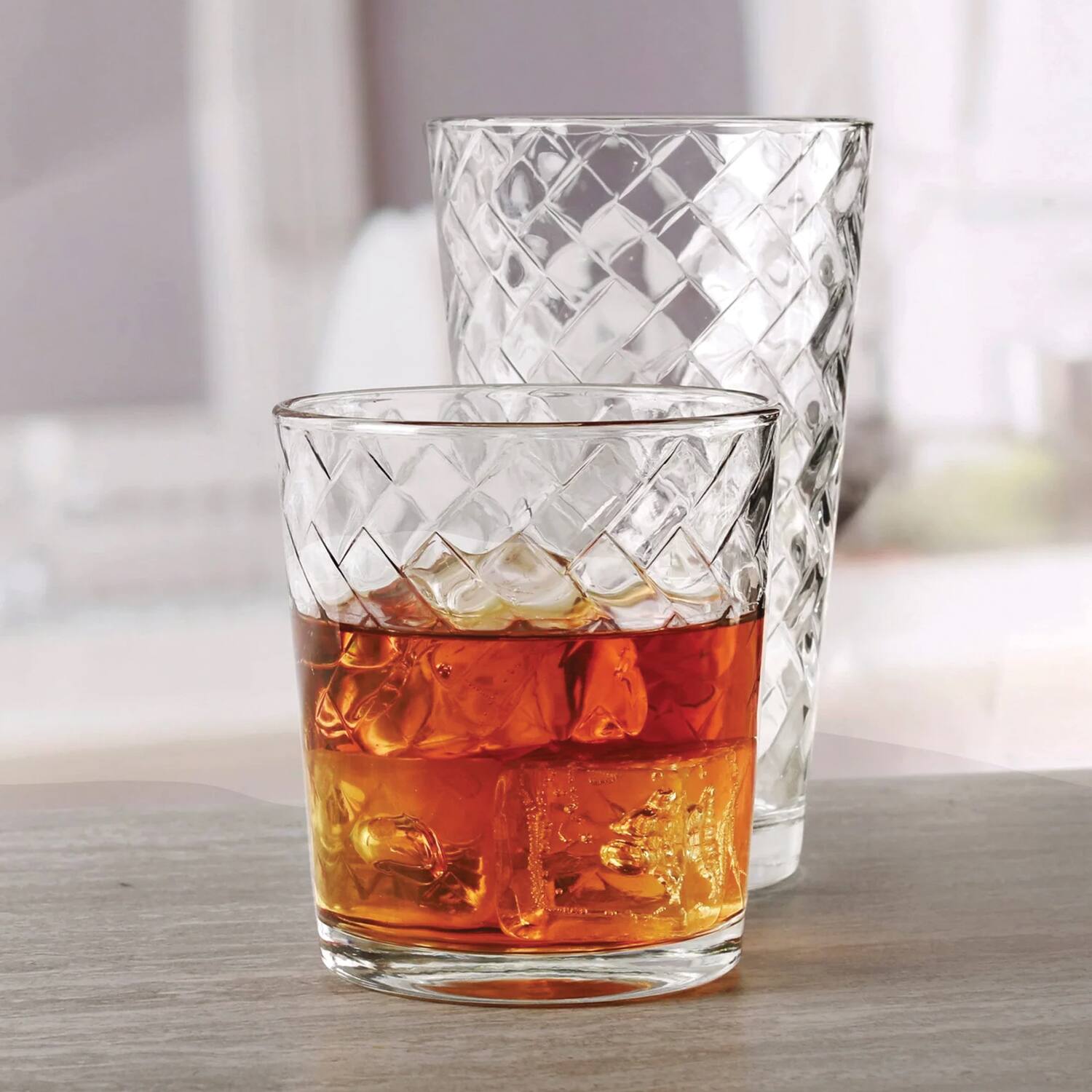 Angle. Jay Import - Chevron 12PC. Entertaining Set - Clear.