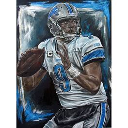 Deacon Jones Foundation - Detroit Lions "Rocket Arm" Fine Art Canvas Print 30" x 40" by Artist David Courson - Multicolor
