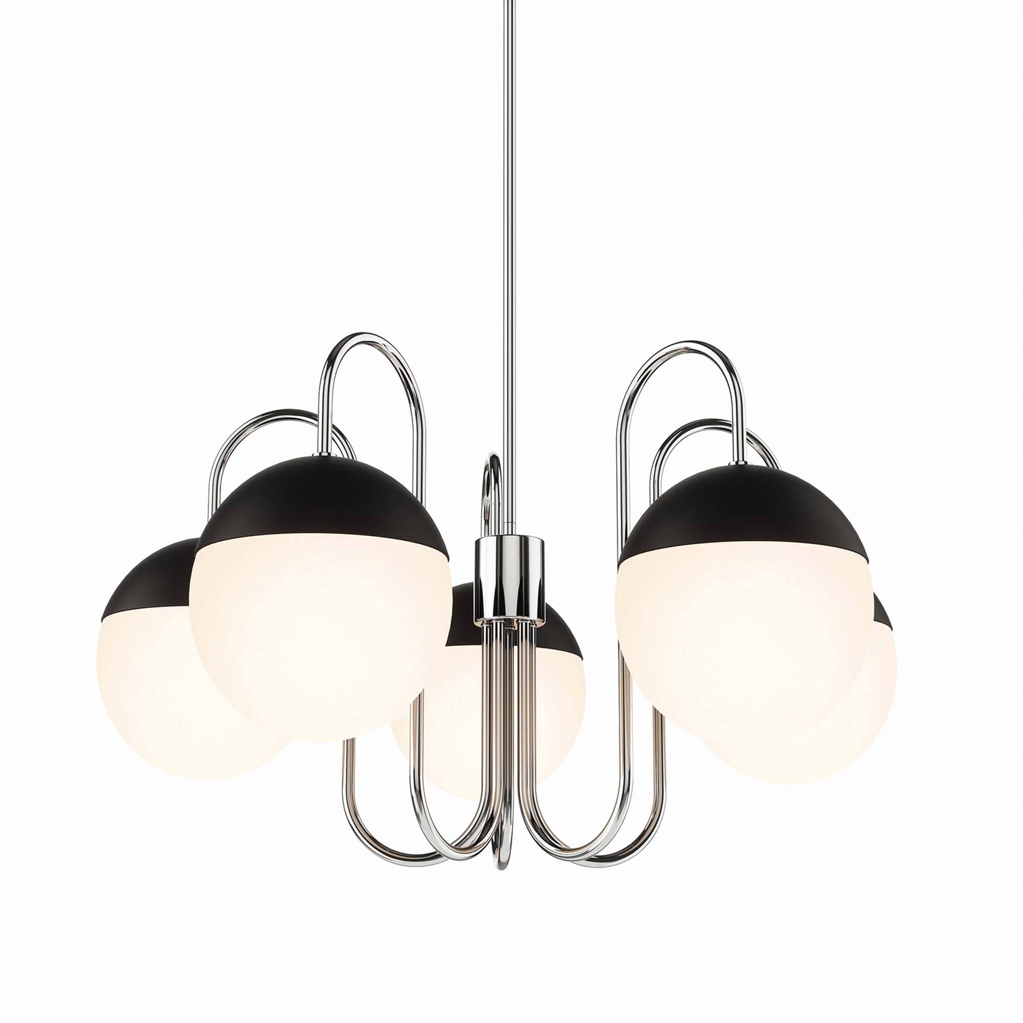 Alt View 2. Modway - Stellar 5-Light Chandelier by Modway - Opal Polished Nickel.