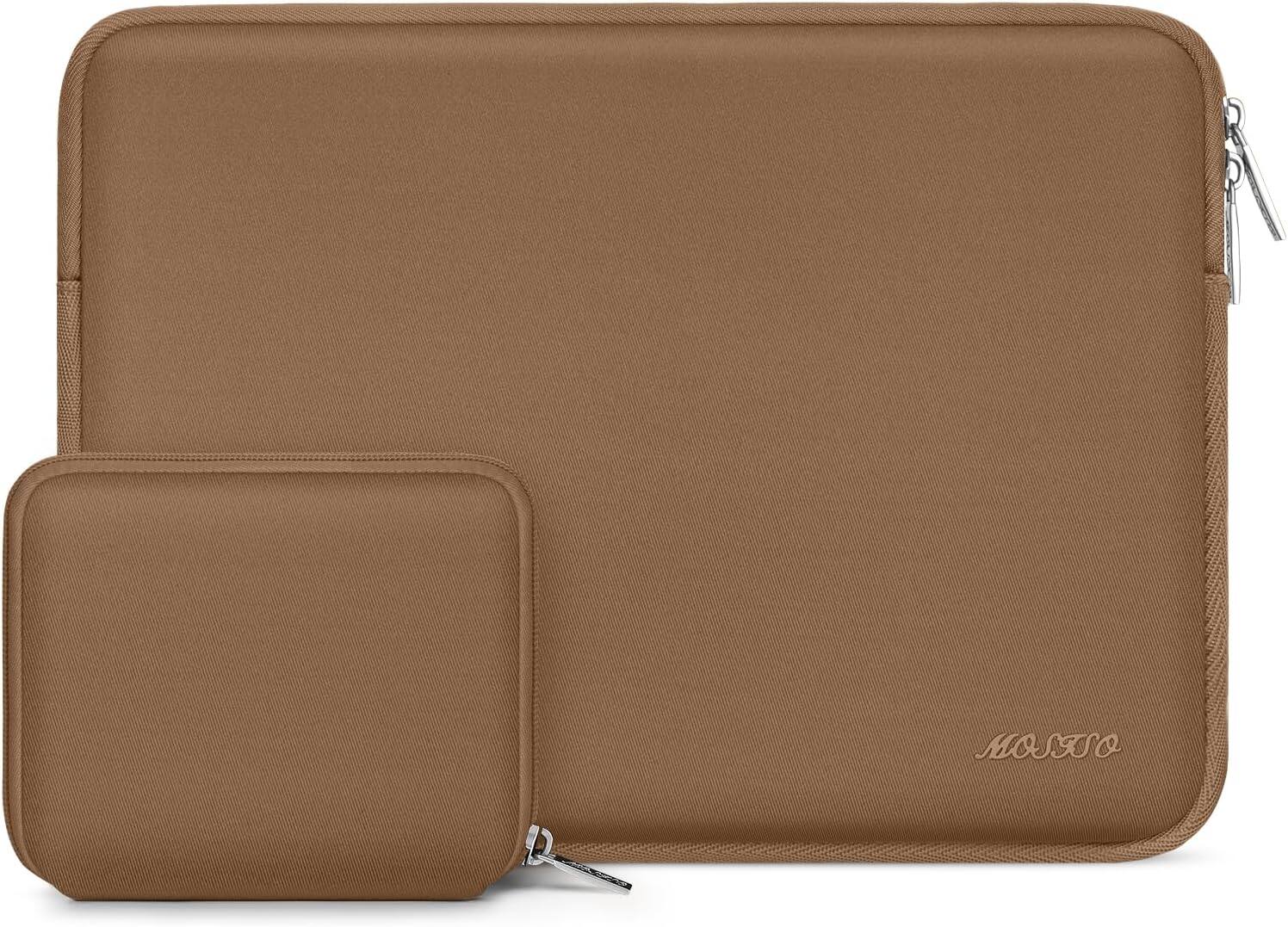 mosiso - 13-13.3 inch Laptop Sleeve Bag for MacBook Air Pro 13 14 HP Dell ASUS Lenovo, Neoprene Computer Sleeve with Small Case - Mocha