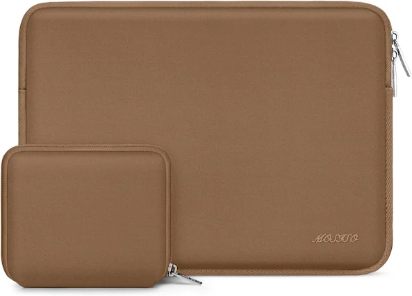 Front. mosiso - 13-13.3 inch Laptop Sleeve Bag for MacBook Air Pro 13 14 HP Dell ASUS Lenovo, Neoprene Computer Sleeve with Small Case - Mocha.