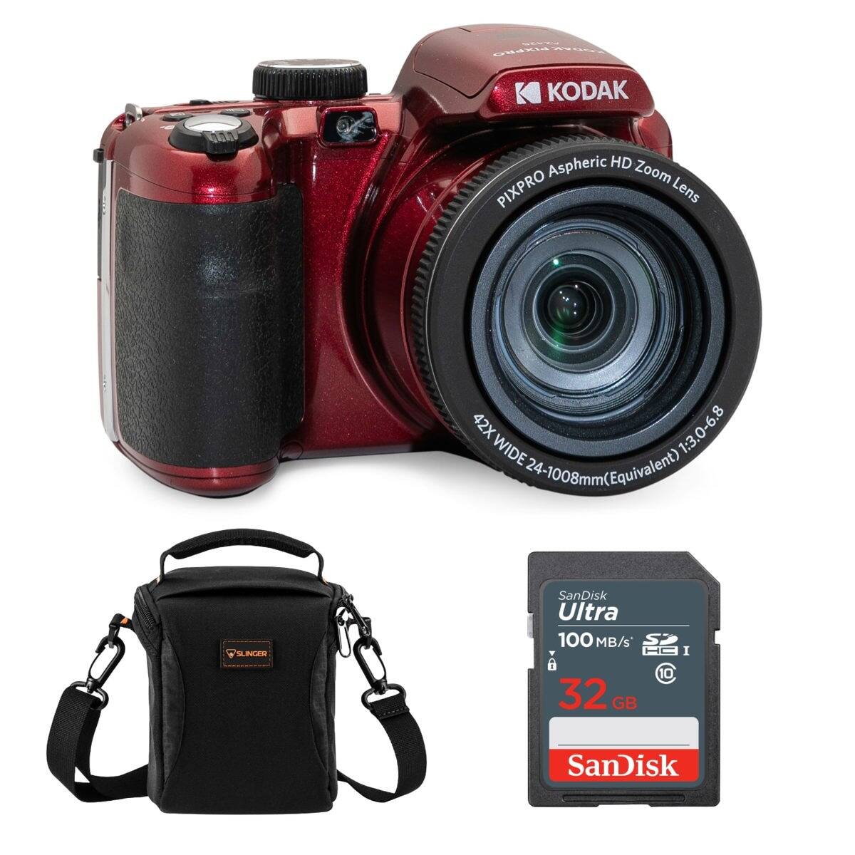 SCEE GRL KODAK Aspheric HD Zoom PIXPRO Lens 42X 1:3.0-6.8 Inr.4-108m/fautalama) WIDE 24-1008mm Equivalent) SLINCER SanDisk Ultra 100 MB/s HC I 6 C 10 32 GB SanDisk