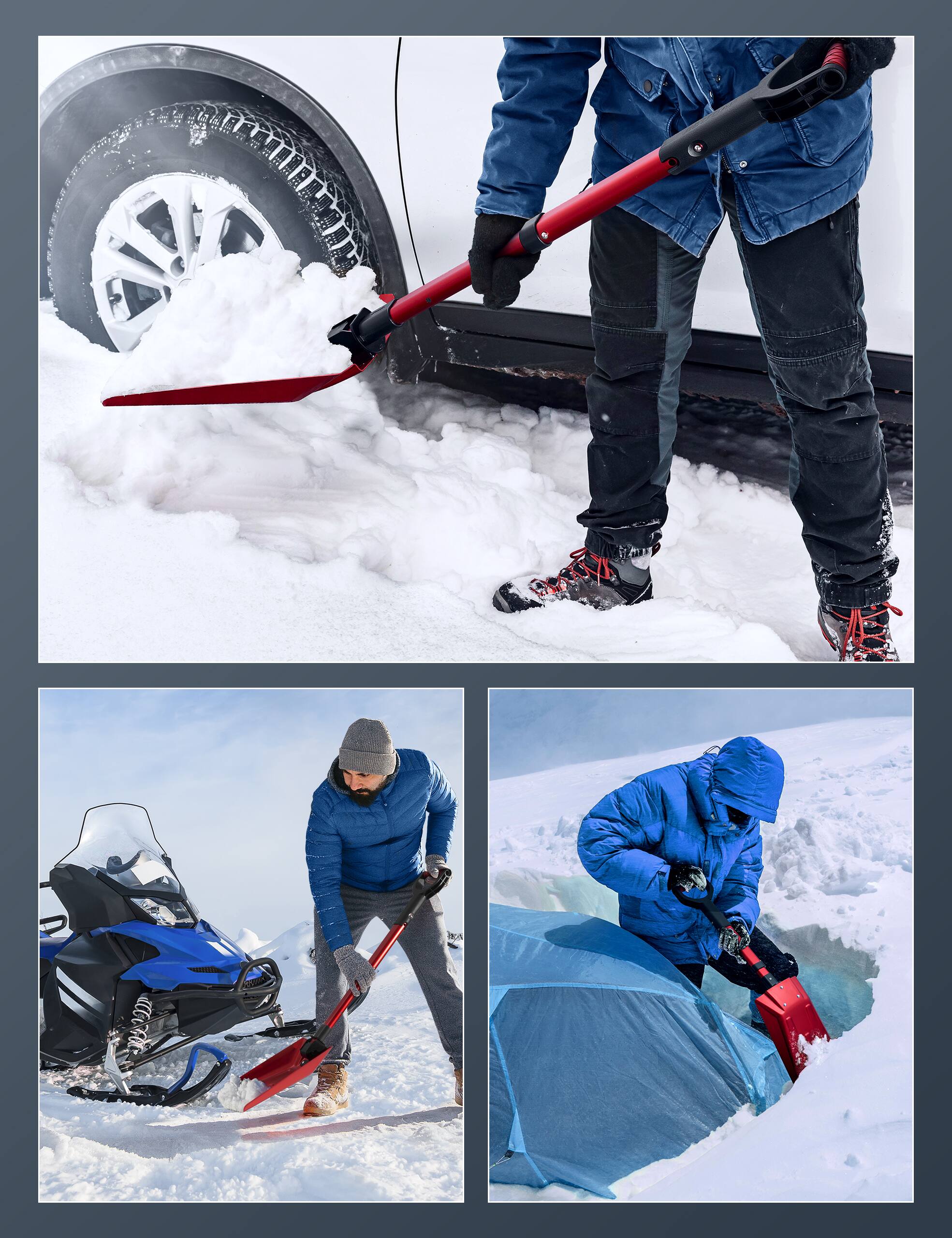 Alt View 3. AstroAI - AstroAI 39" Folding Extendable Snow Shovel For Car, Outdoor - Black.