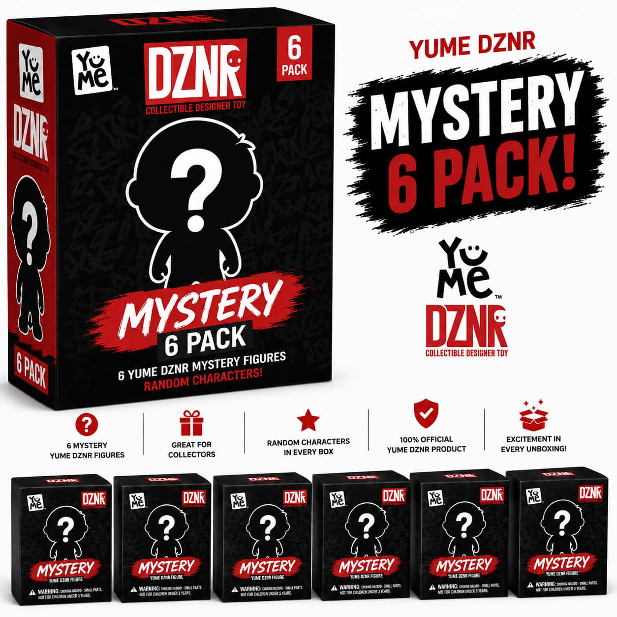 Pack of 6 Random Assortment Yume DZNR 7-Inch Plush Figures - Black price history on PriceWatchPro