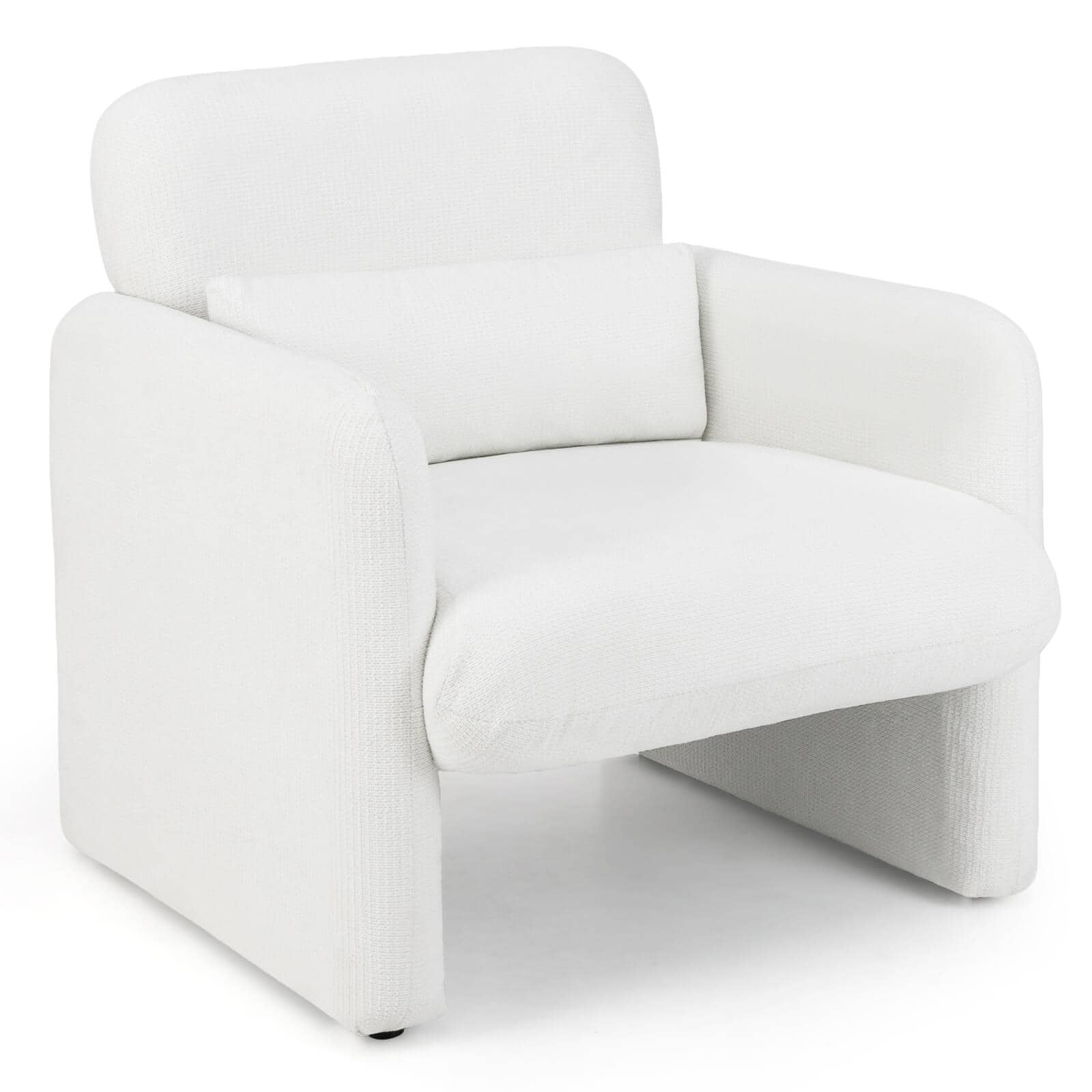 Costway - 1 PCS Chenille Accent Chair with Removable Lumbar Pillow Thick Seat Cushion Backrest - White