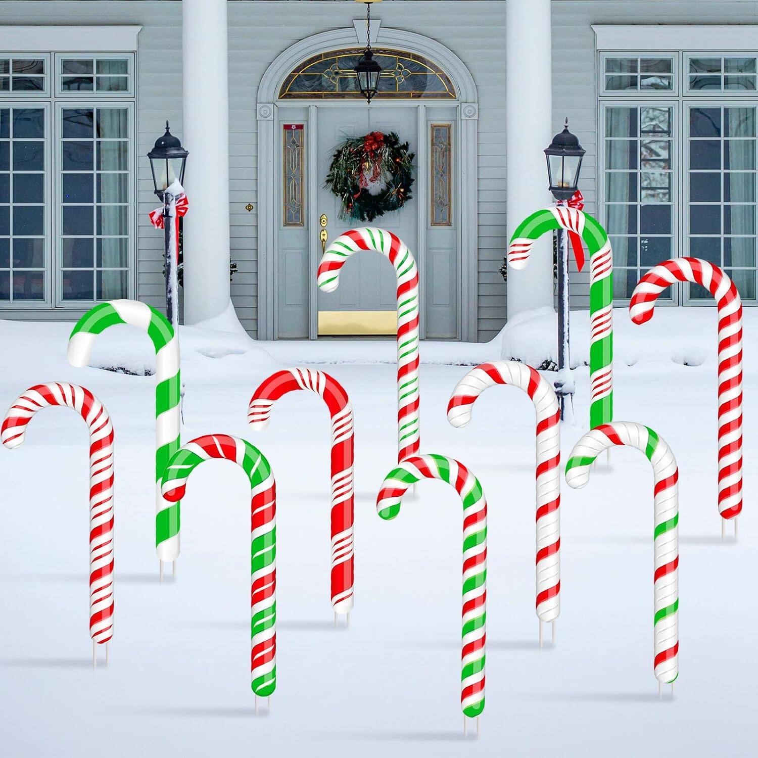 PARKER SLATER 12 Pc Candy Cane Yard Signs with Stakes – Christmas Lawn ...