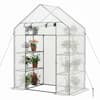 Front. Costway - Costway New Portable Mini 8 Shelves Walk In Greenhouse Outdoor 4 Tier Green House - White.