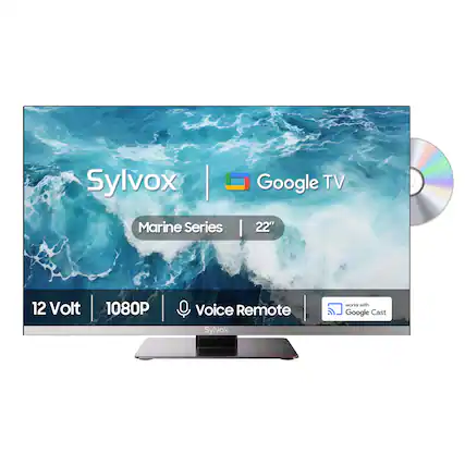 Sylvox Marine Series Google TV
22" 12 Volt 1080P Voice Remote
Works with Google Cast