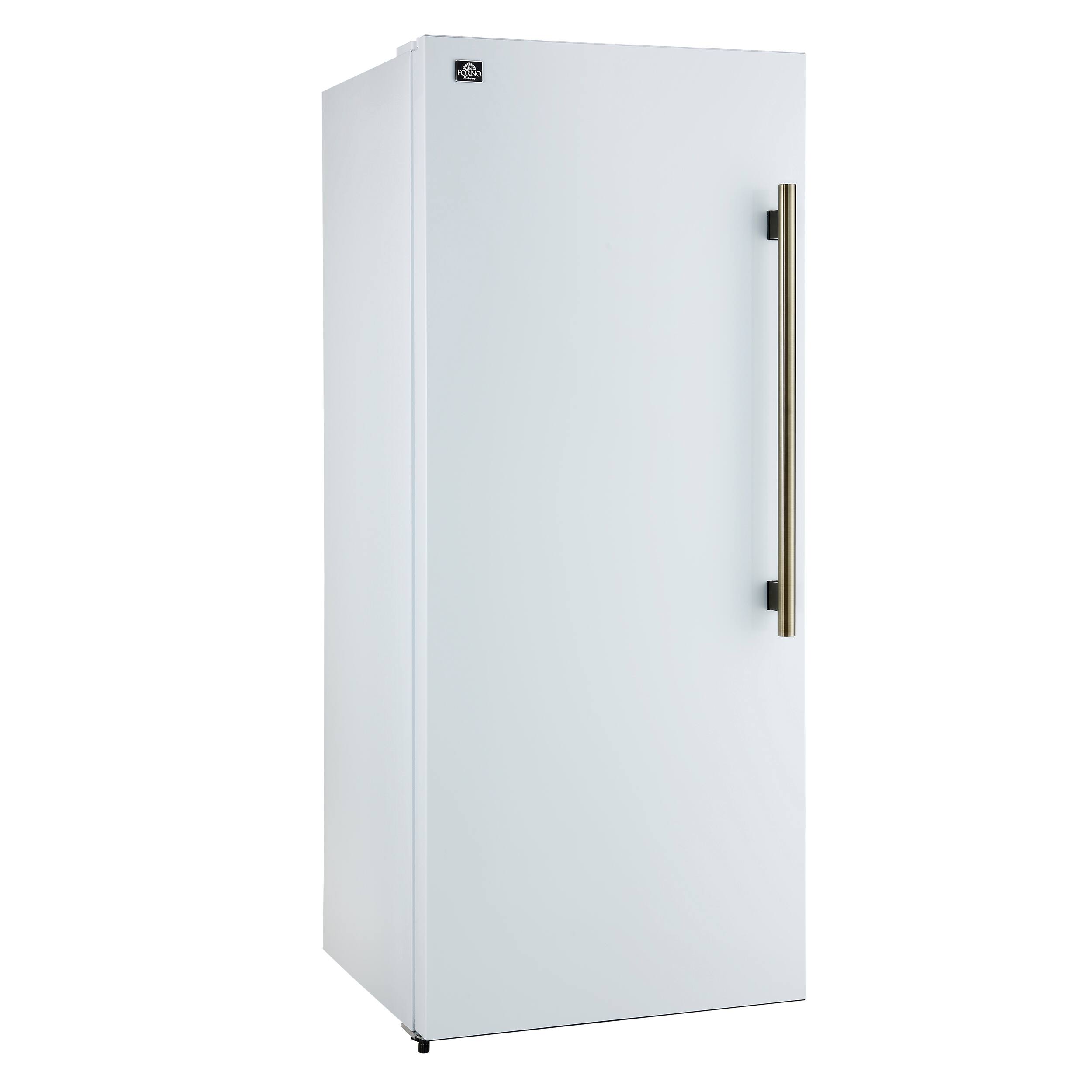 Left. Forno Appliances - Maderno 13.6 Cu. Ft. Left Swing Upright Convertible Freezer with Antique Brass Handles - White.