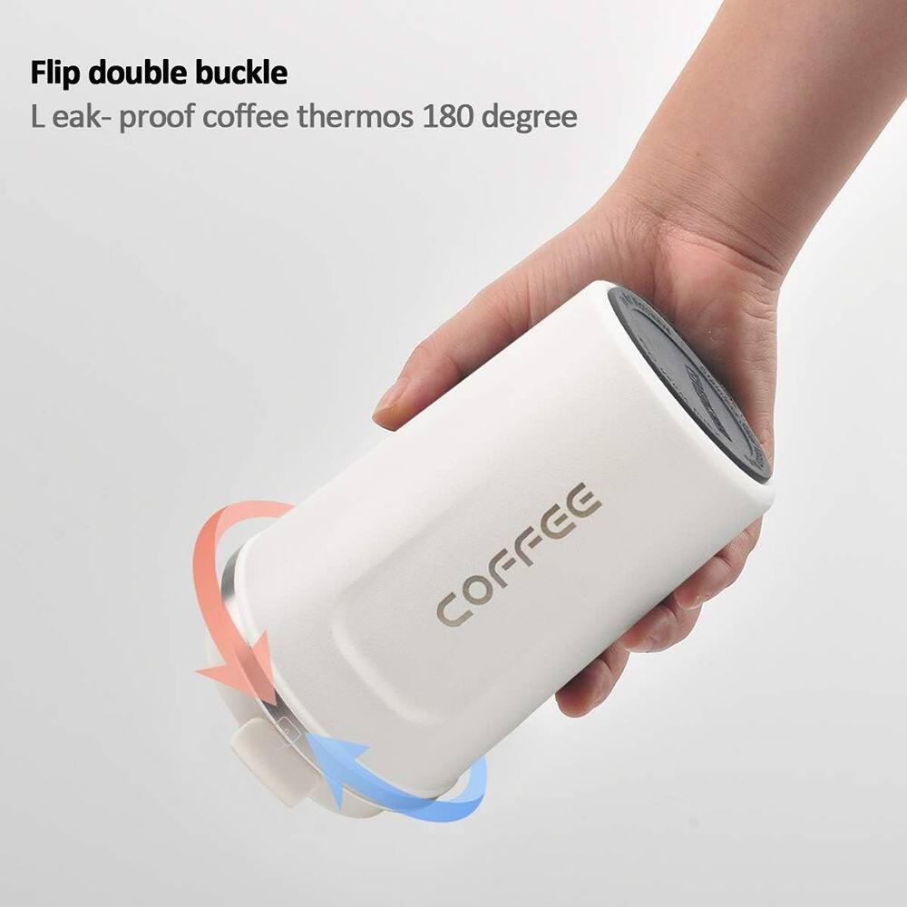 Flip double buckle  
Leak-proof coffee thermos 180 degree