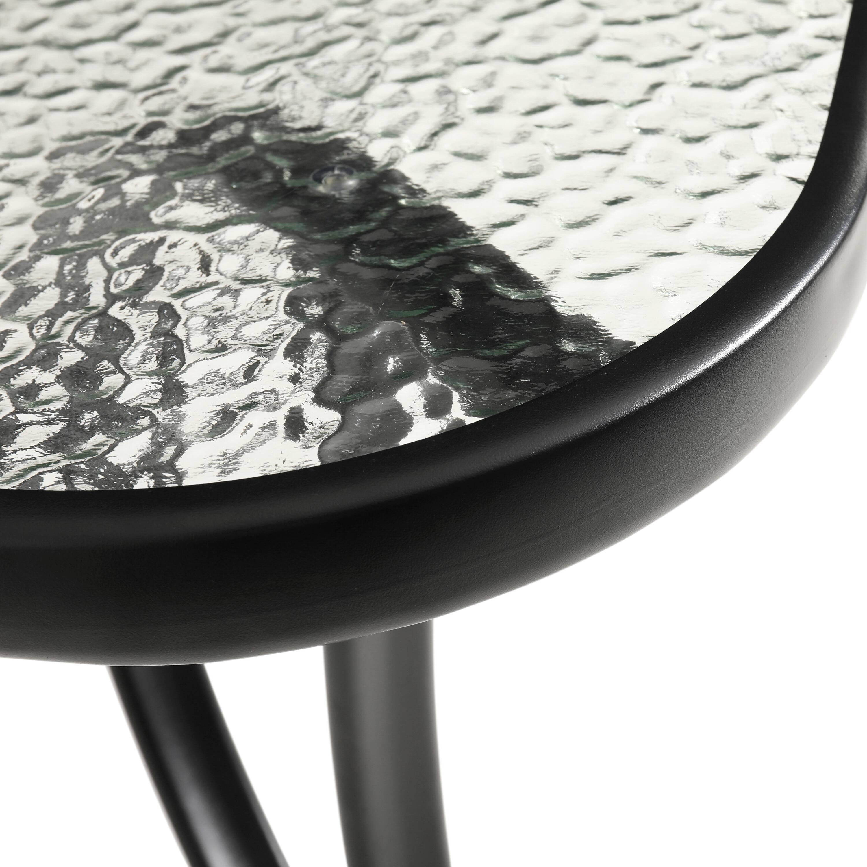Alt View 7. Emma + Oliver - Tala Rectangular Tempered Glass Top Patio Table with Umbrella Hole and Black Steel Tube Frame - Clear Top/Black Frame.