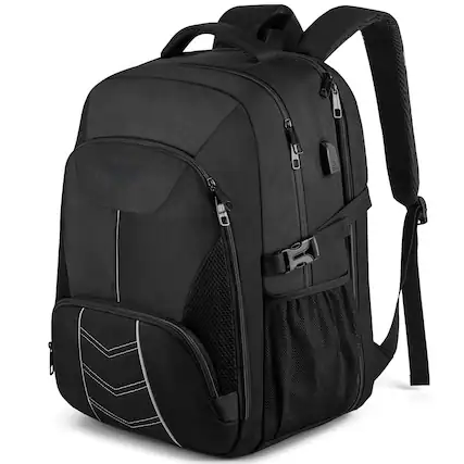 Front. Pacoar Cade - Extra Large Backpack For Men 55l 18.4inch Travel Laptop With Usb Charging Port Business Flight Approved Carry On Tsa - Black-18.4 inch.