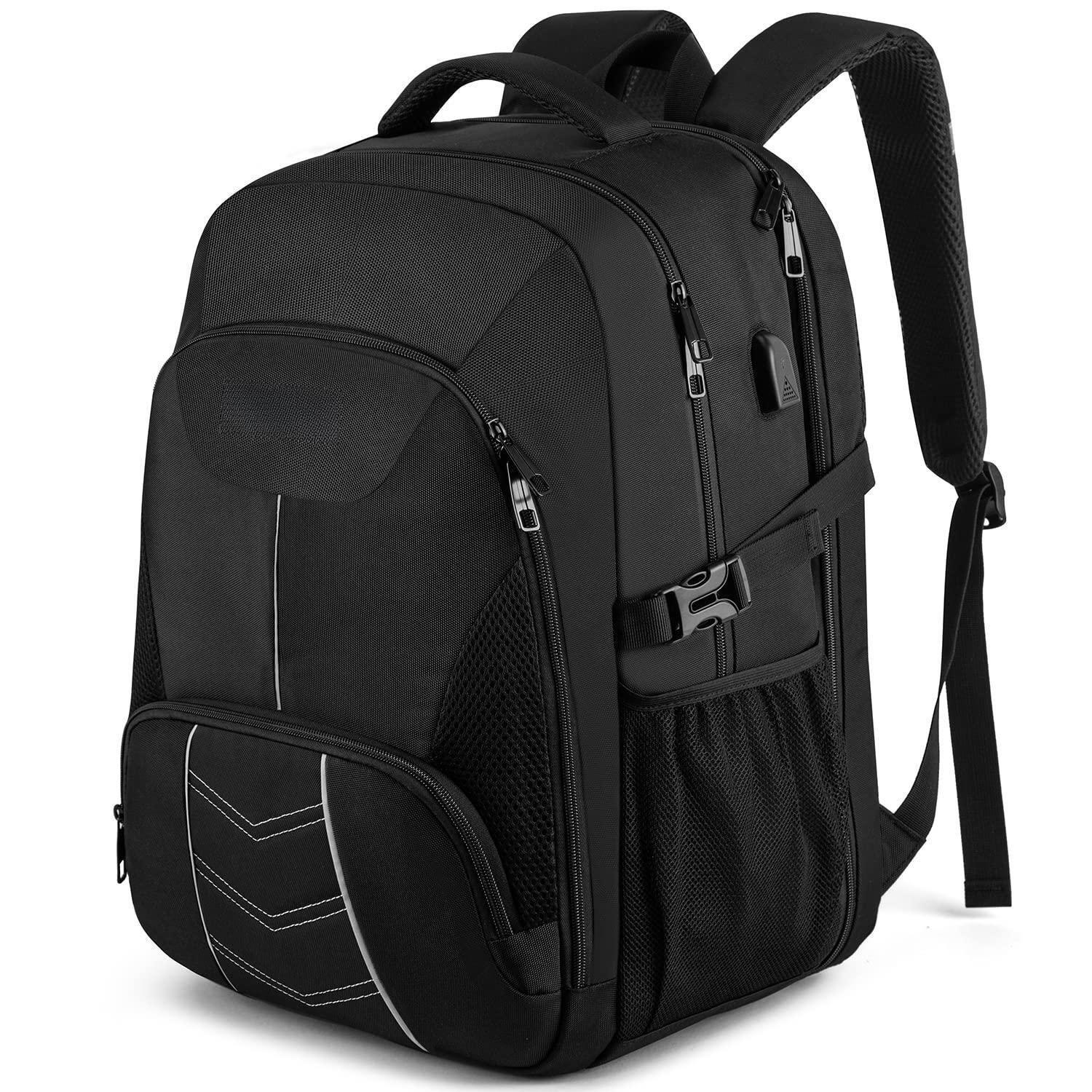 Front. Pacoar Cade - Extra Large Backpack For Men 55l 18.4inch Travel Laptop With Usb Charging Port Business Flight Approved Carry On Tsa - Black-18.4 inch.