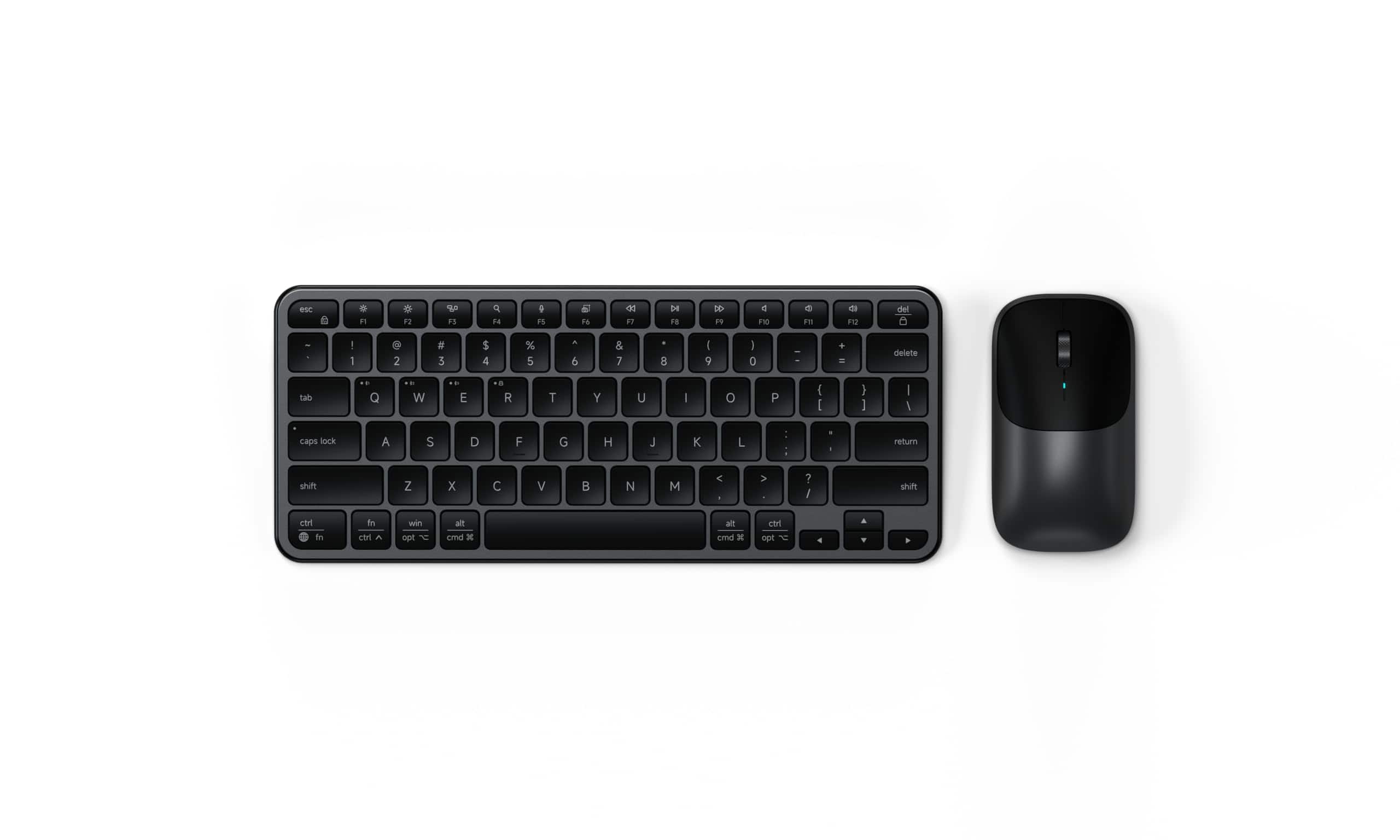 Satechi - Slim CEX1 Wireless Keyboard & Mouse Combo - Multi-Device Bluetooth, 2.4GHz USB-C Receiver, Compact for Mac - Space Black
