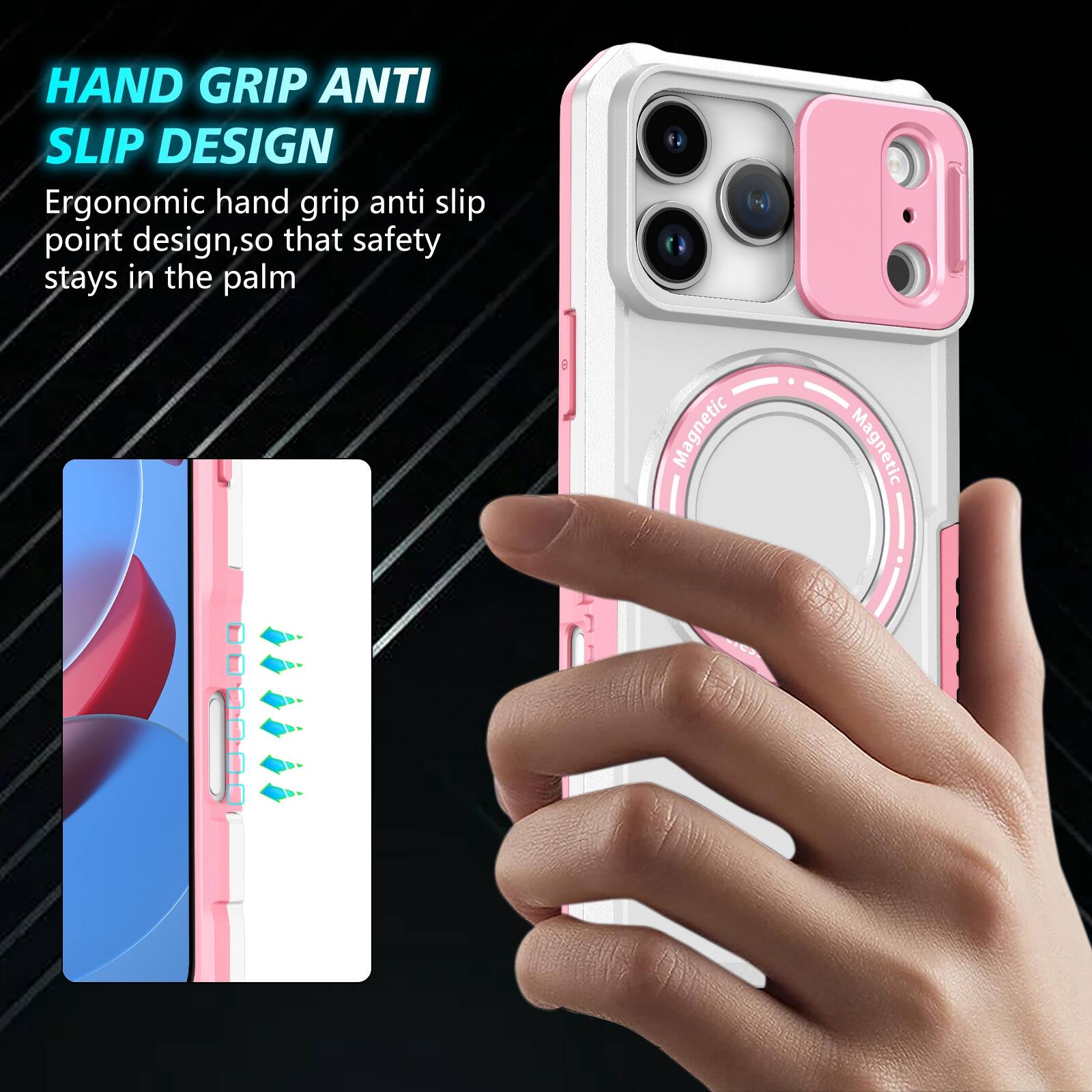 HAND GRIP ANTI SLIP DESIGN

Ergonomic hand grip anti slip point design, so that safety stays in the palm