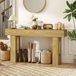 Homcom - Inch Console Table, Sofa Table Behind the Couch with Thickened Tabletop for Living Room, Hallway - Oak