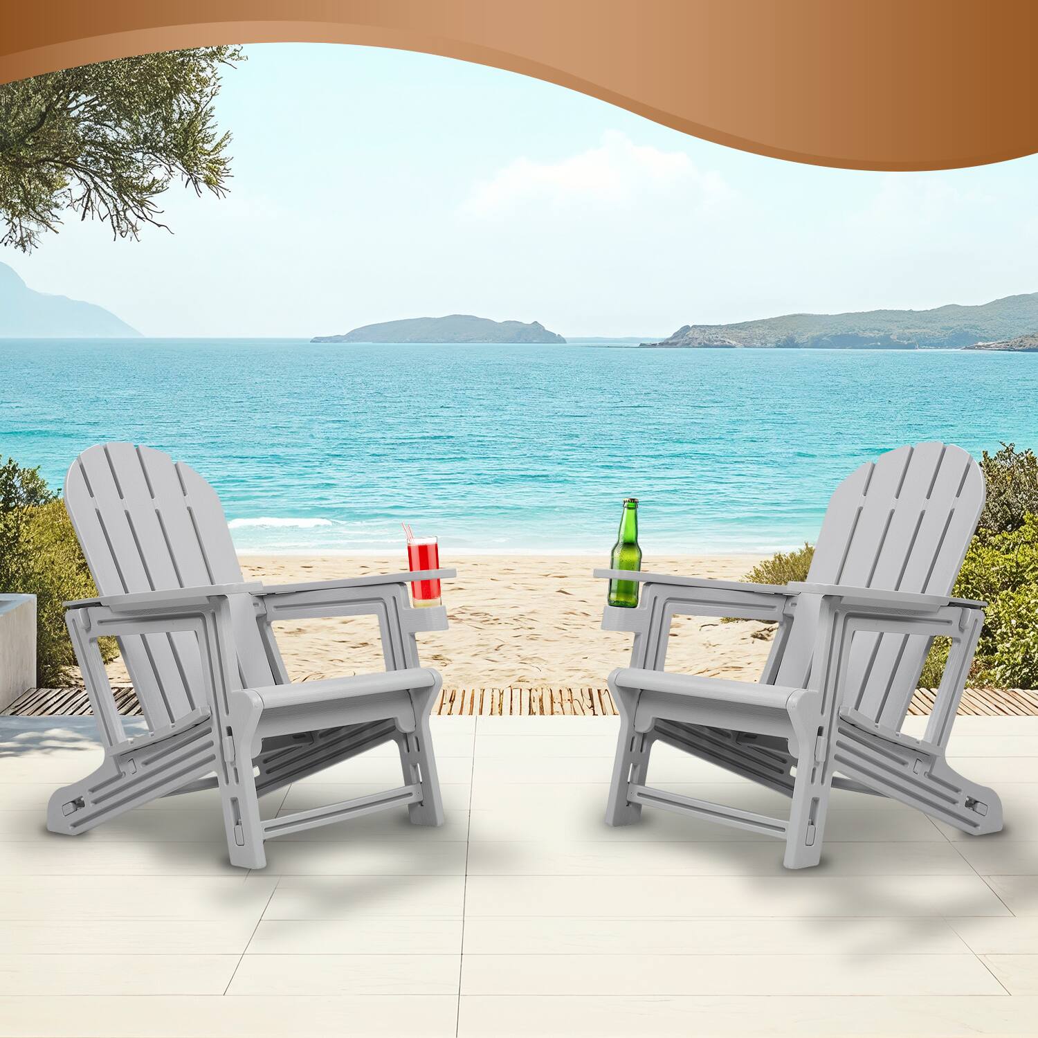 Left. Balkene Home - Adirondack Chair - HDPE Weather Resistant - Grey.