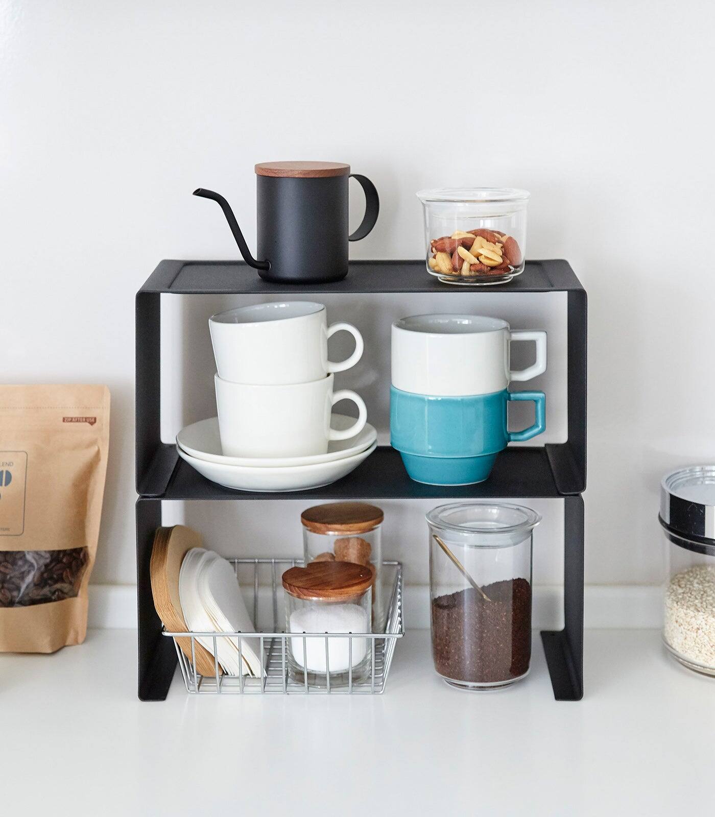 Alt View 8. Yamazaki Home - Stackable Countertop Shelf - Two Sizes - Steel - Black.