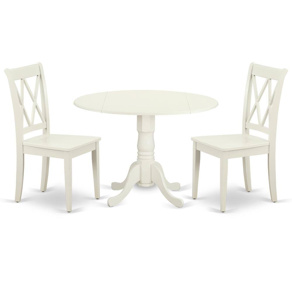 Back. East West Furniture - Dining Room Set Linen White - Brown.