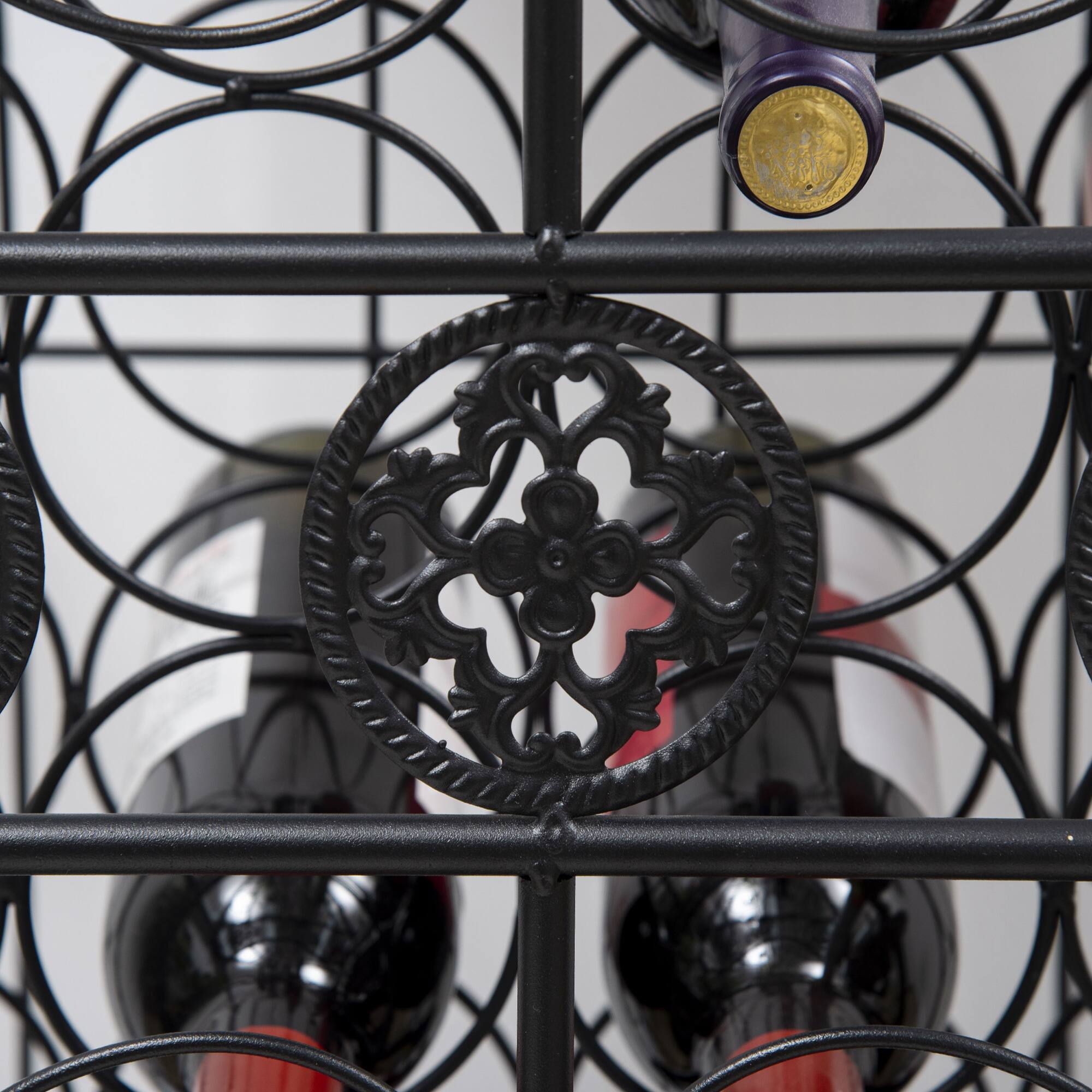 Alt View 5. Homcom - 45 Bottle Wrought Iron Wine Rack Jail with Lock.