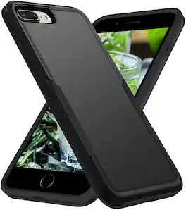 Entronix - Case Compatible with iPhone 8 Plus/7 Plus - Soft-Touch Dual-Layer Sleek Cover - Black