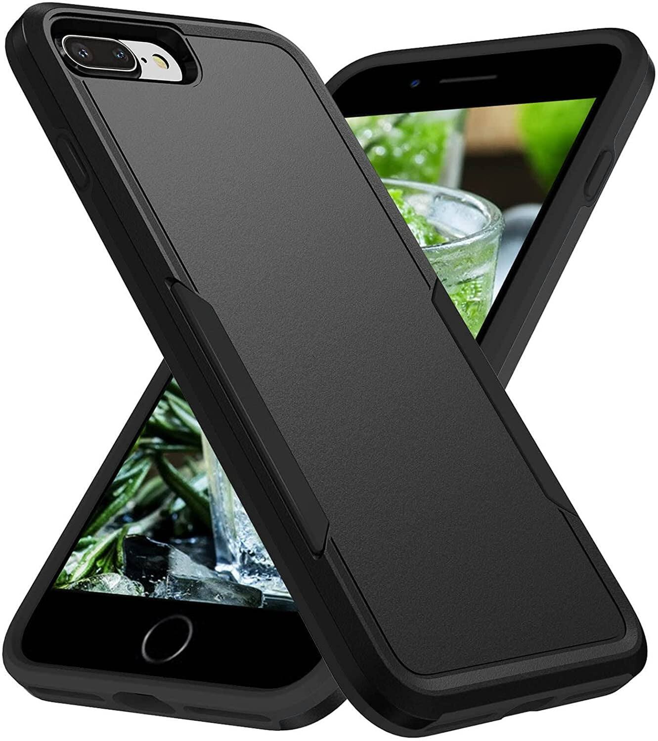 Front. Entronix - Entronix Dual-Layer Case for iPhone 8 Plus/7 Plus - Soft Touch, Shockproof Protection - Black.