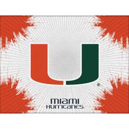 Holland Bar Stool Co. - Miami Hurricanes 15" x 20" Printed Canvas Art - White