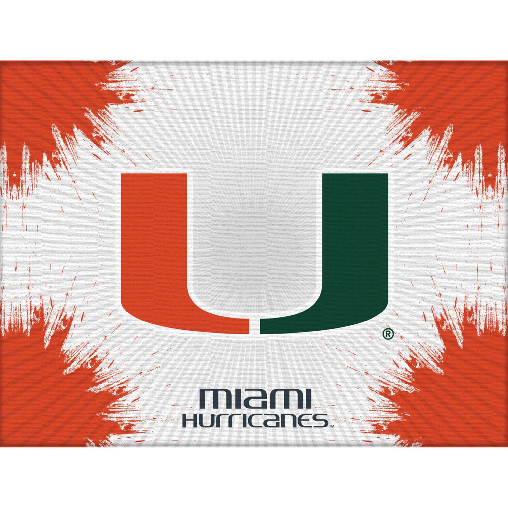 Miami Hurricanes 15" x 20" Printed Canvas Art