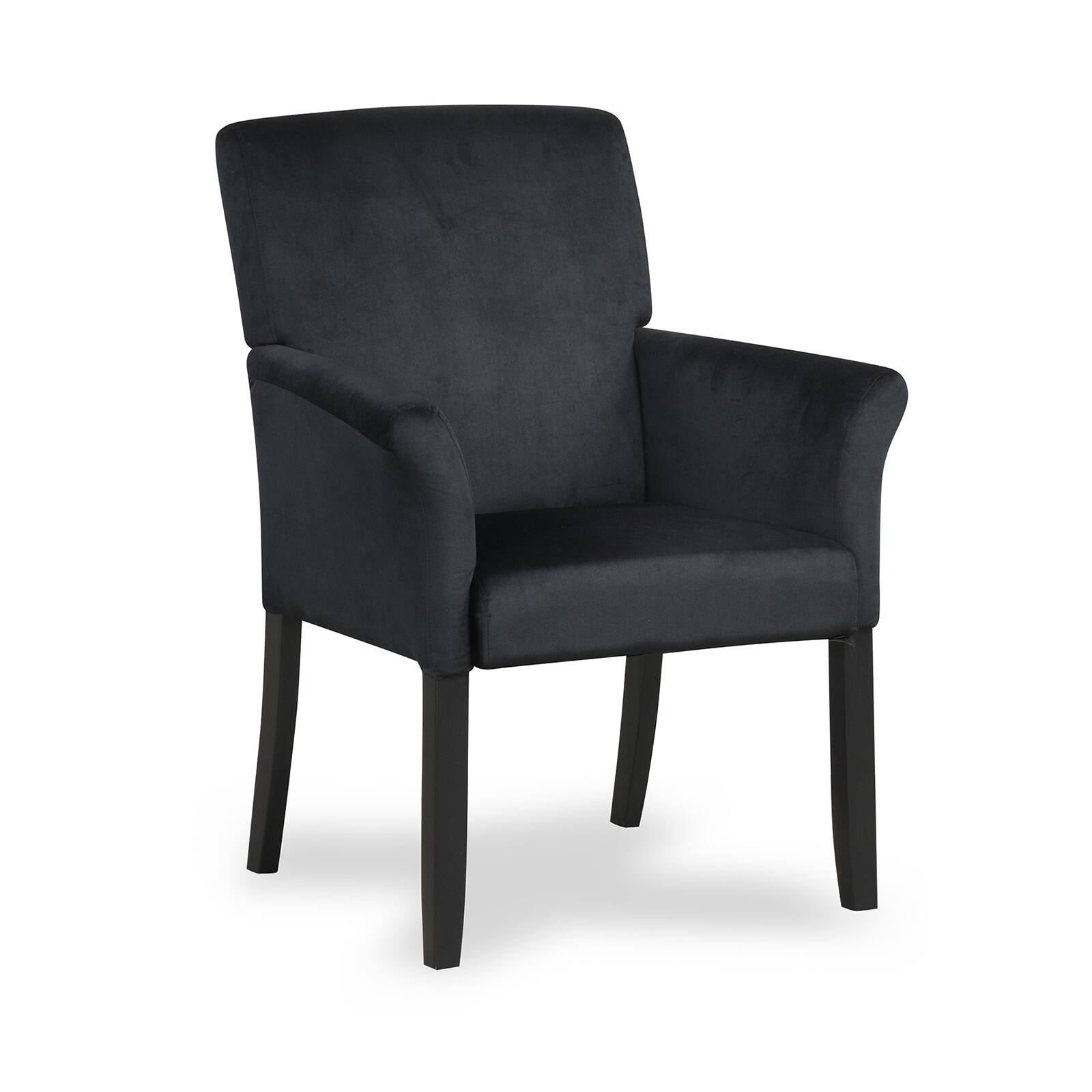 Front. WELLFOR - Fabric Upholstered Executive Guest Armchair with Rubber Wood Legs - Black.