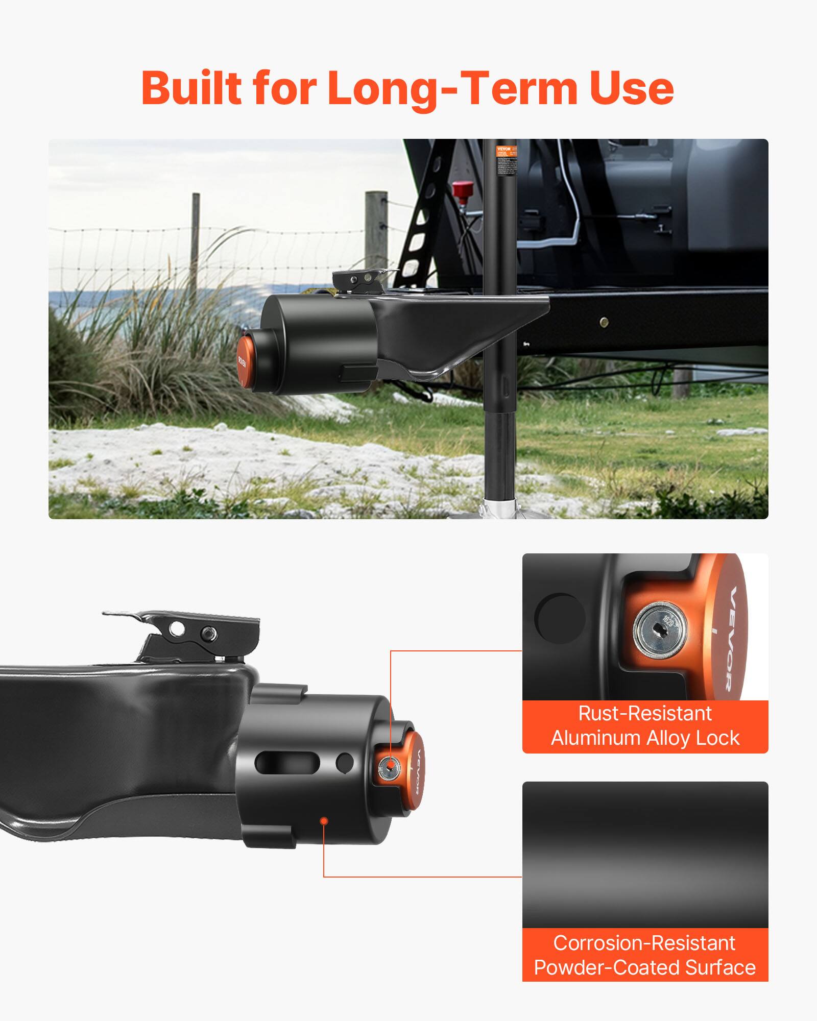 Built for Long-Term Use

- Rust-Resistant Aluminum Alloy Lock
- Corrosion-Resistant Powder-Coated Surface