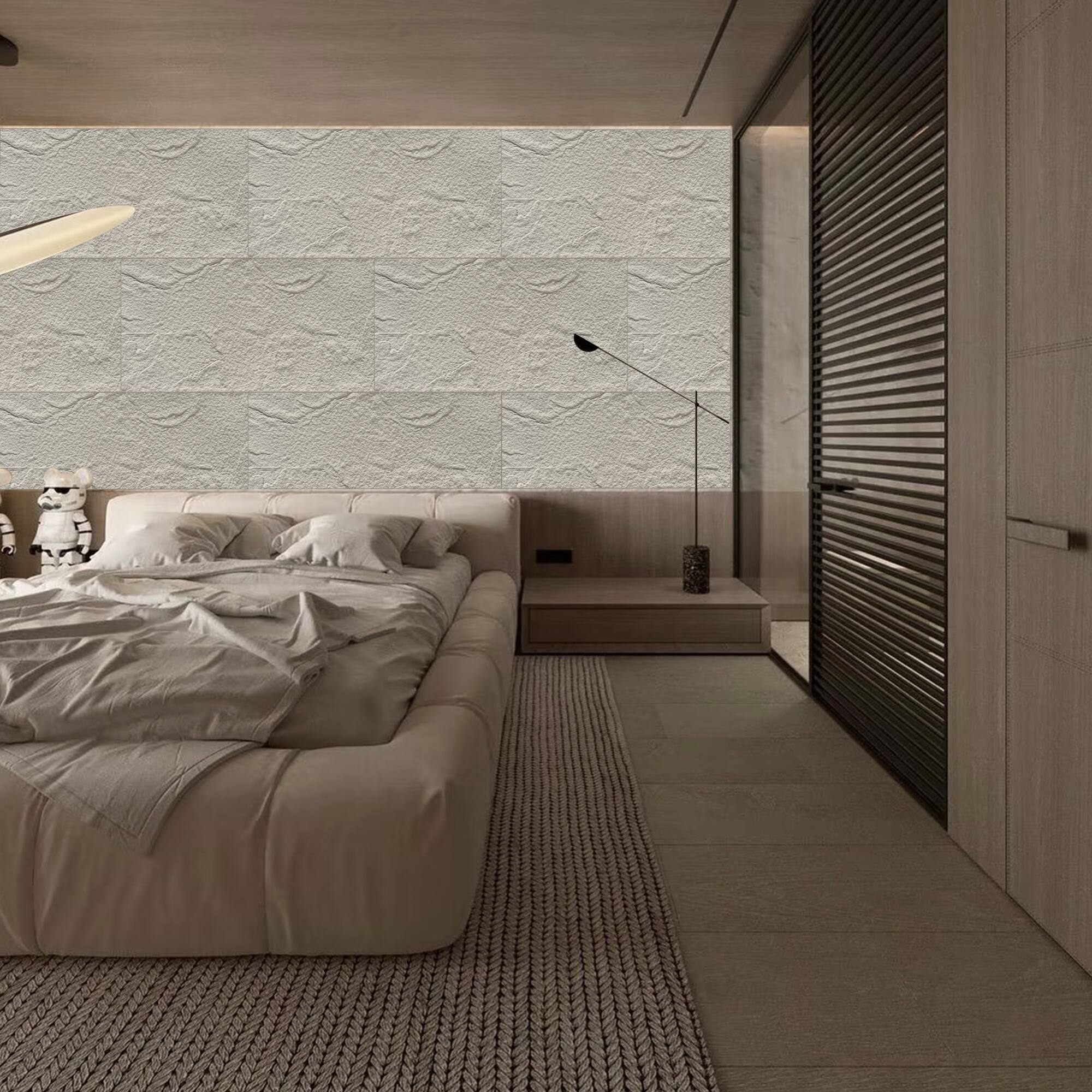 Alt View 3. Boyel Living - 6-Pack 23.62-in x 47.24-in Natural 3D Faux Stone Polyurethane Wall Panel - Natural.