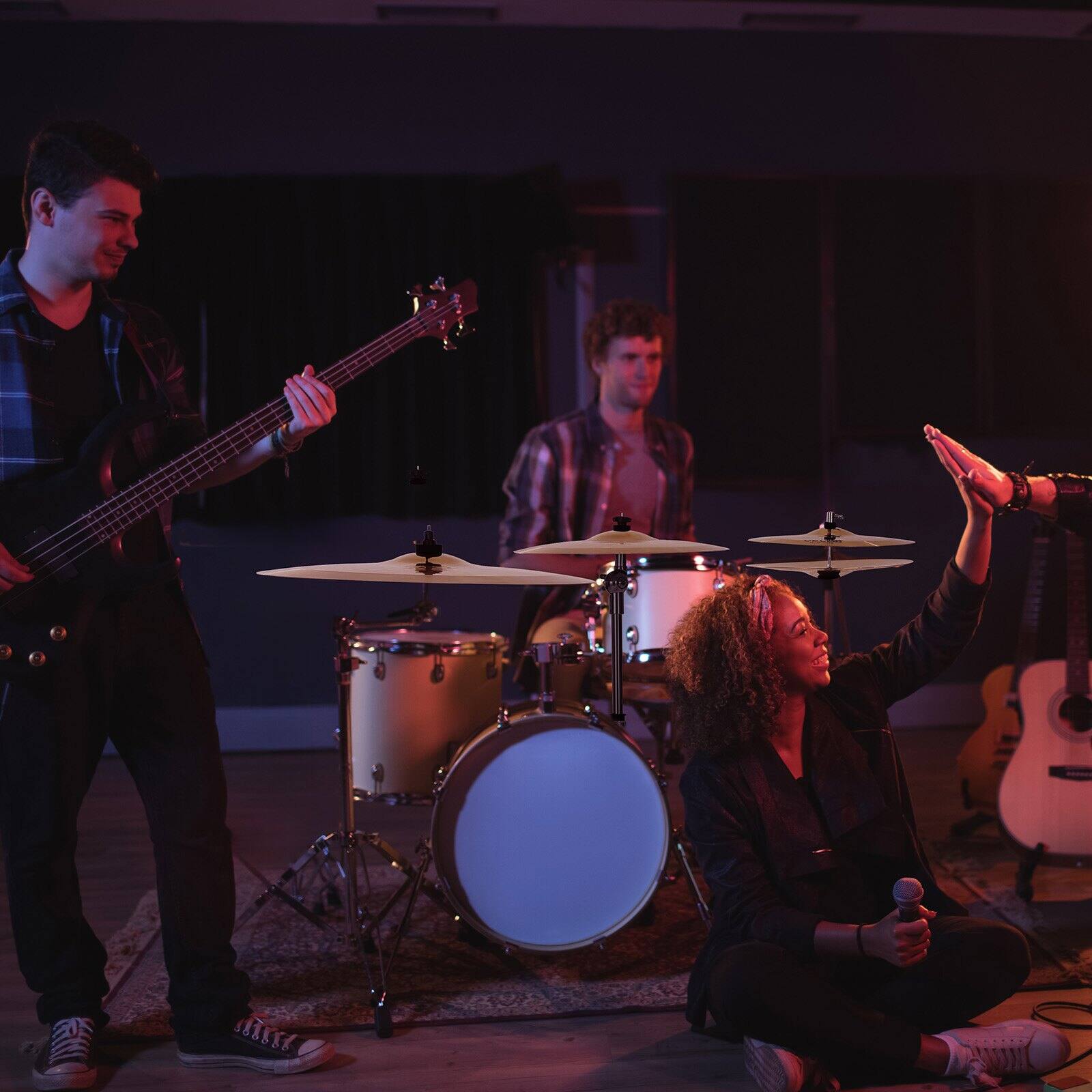 Alt View 1. Glintex - Cymbal Pack for Drum Set, 3-Piece Alloy Cymbals with 14" Hi-Hats, 16" Crash, 20" Ride, Drumsticks & Carry Bag - Bright Copper.